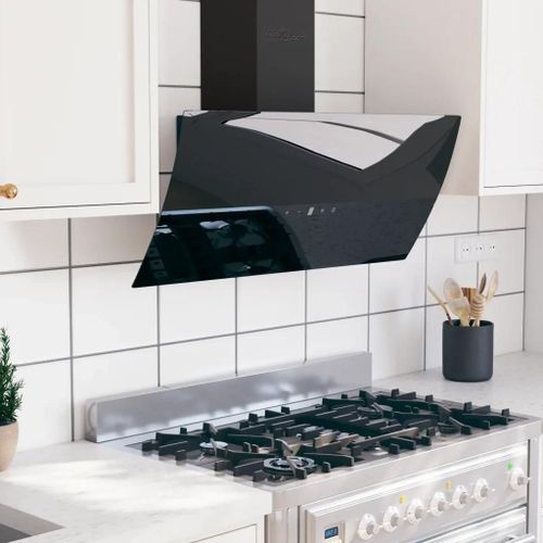 Hotte murale 90 cm Acier et verre trempe Noir