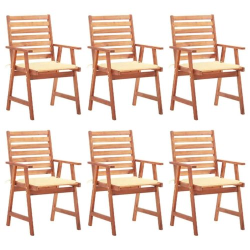 Chaises A Manger D'exterieur Lot De 6 Et Coussins Acacia Massif