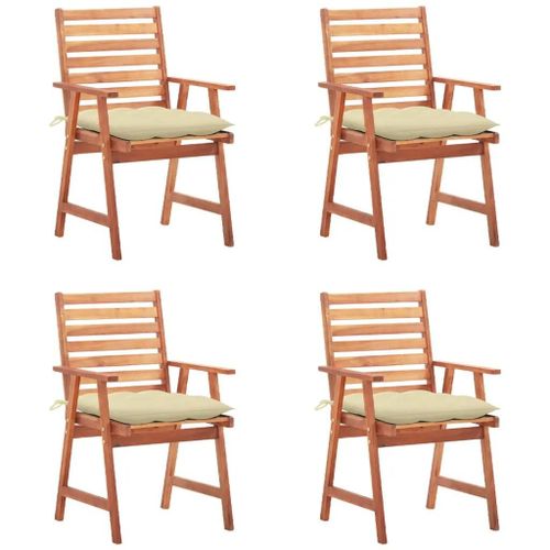 Chaises A Manger D'exterieur Lot De 4 Et Coussins Acacia Massif