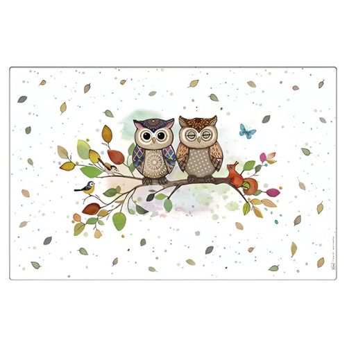 Set De Table Couple De Chouettes Sur Une Branche 43 Cm
