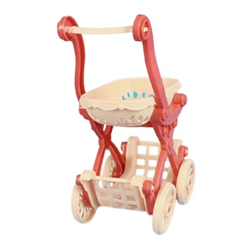 Modèle De Chariot De Supermarché Accessoires De Poupée En Plastique Portable Simulé Chariot De Supermarché Pour Ornament_Rose Rouge