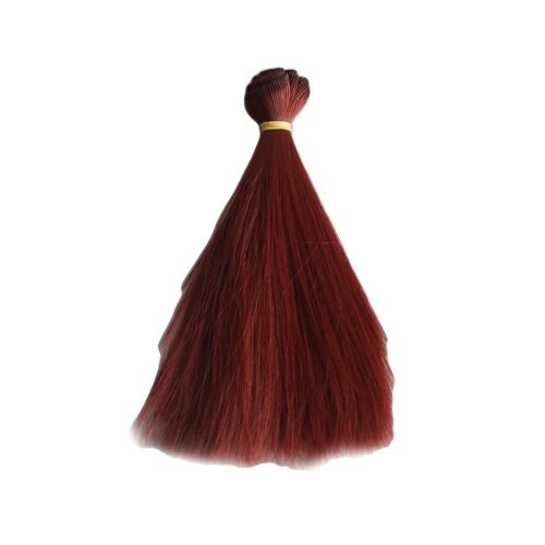 Extension De Cheveux Perruque En Fibre Synthétique Droite De 15 Cm De Long Pour Poupée Bjd Sd Accessory_Wine Rouge 