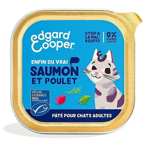 Pâtée Pour Chat Adulte Bio Saumon Et Poulet 85g Edgard Cooper