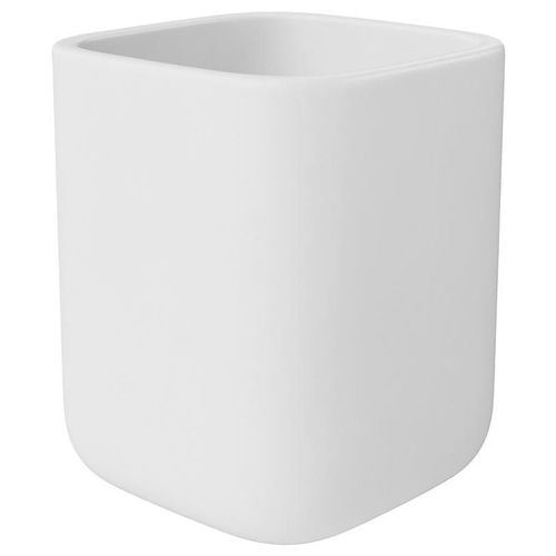 Gobelet pour salle de bains en céramique et bambou, blanc, GoodHome Cervia
