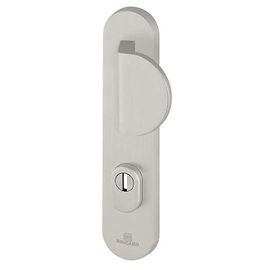 Ensemble poignée de porte blindée aileron sur plaque standard eSSENTIAL Bricard entraxe 195mm brossé argent