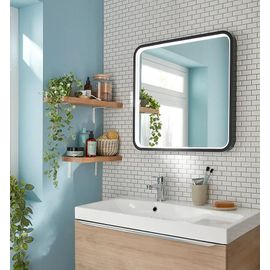 Miroir de salle de bains lumineux LED noir 60 x 60 cm, MPGlass Lyon Chic