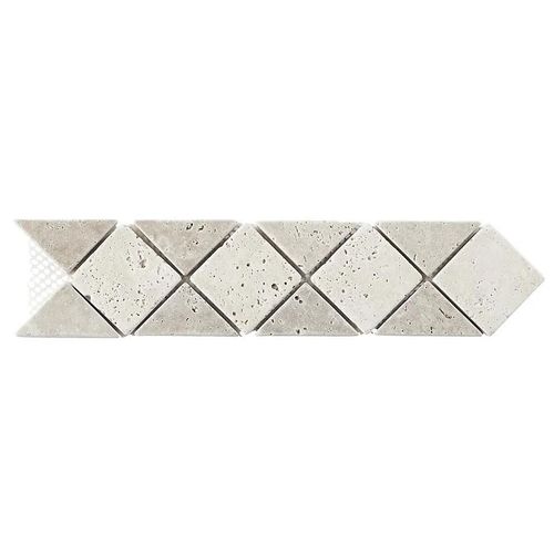 Listel Travertin lozange en pierre naturelle 31.5x6,7cm beige et marron