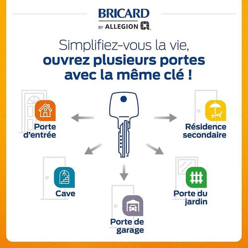 3 cylindres débrayables Bricard 35x35 mm avec 6 clés