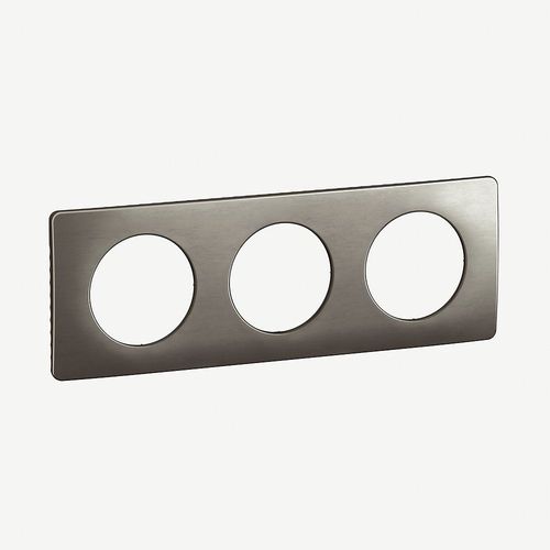 Plaque de finition 3 postes Legrand Céliane CP1823 coloris acier satiné l.232 x P.9 x H.82 mm