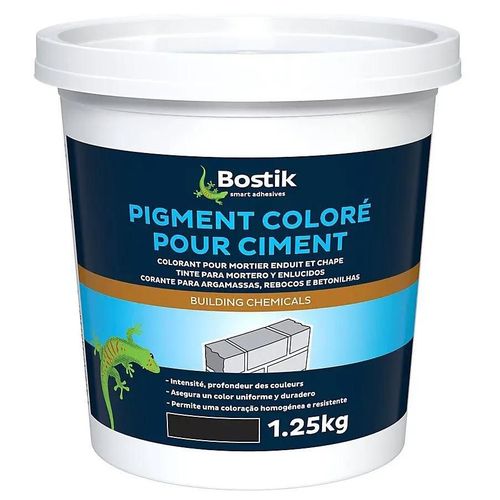 Colorant Bostik Pigment Coloré pour Ciment, Mortier, Enduit et Chape Noir 1,25kg
