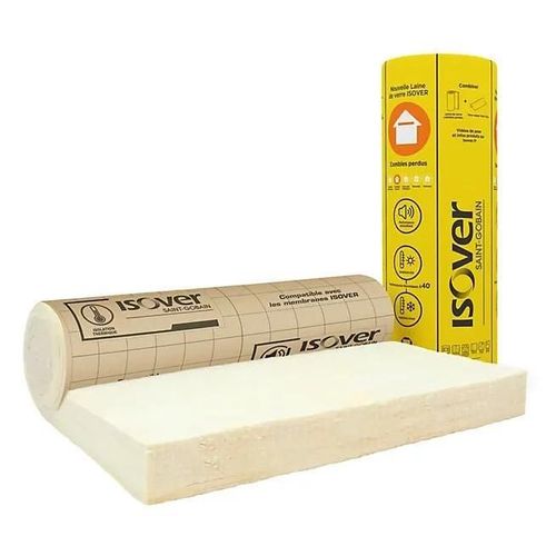 Laine de verre Combles perdus et Plafonds ISOVER ép.240 mm - Rouleau kraft 1,2 x 3,5 m R. 6 m².K/W