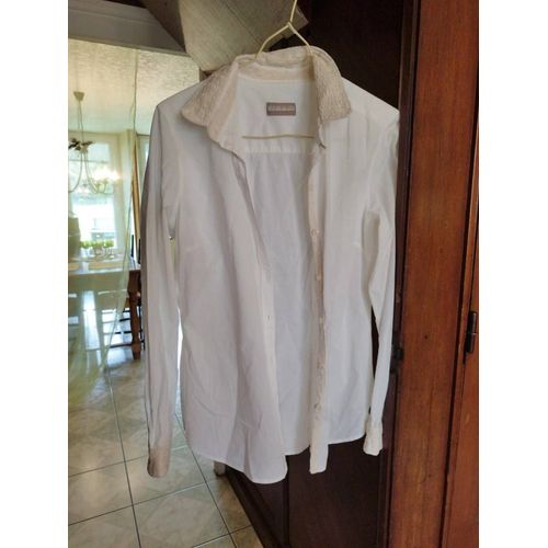 Chemise Blanche Col Dentelle Beige M/38