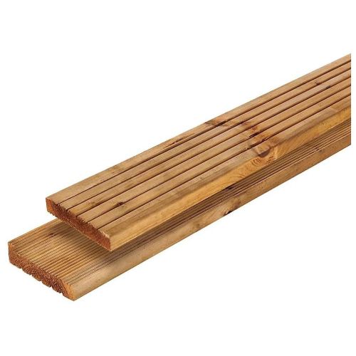 Lame de terrasse épicéa marron Madeira Klikstrom L.240 x l.12 x ép. 2,4 cm