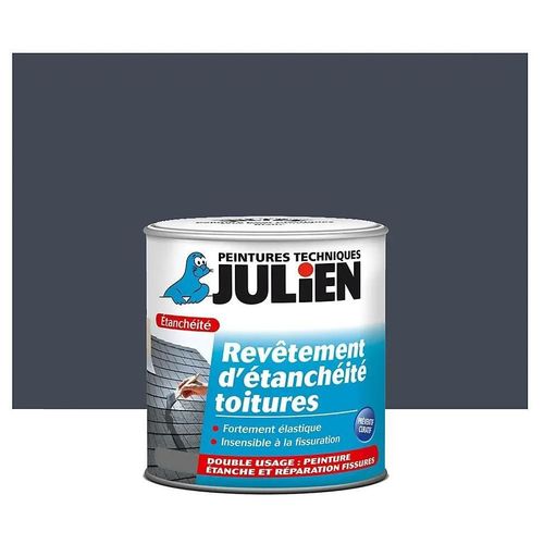 Peinture revêtement d'étanchéité toitures fortement élastique Julien mat gris ardoise 2,5L