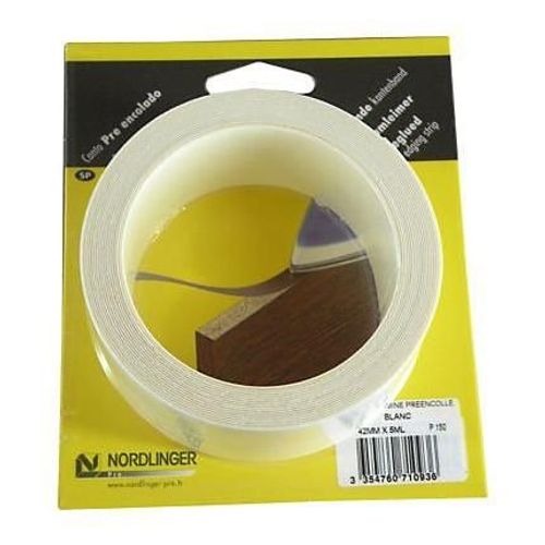 Chant mélaminé thermocollant Melafix P150 blanc mat 42 mm x L.5 m