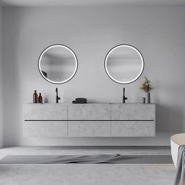Miroir de salle de bains lumineux LED noir rond Ø70 cm, MPGlass Naos Black