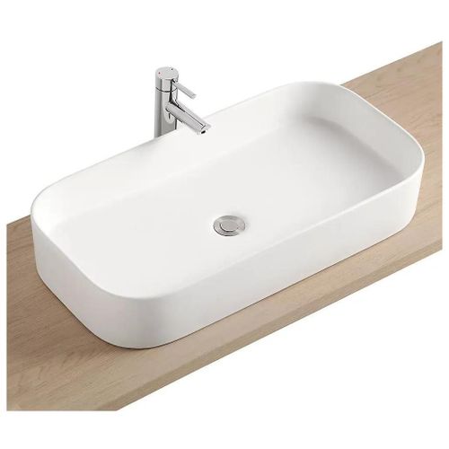 Vasque à poser en céramique l.75 x H.13 x P.39 cm, blanc mat, Homesight Josy