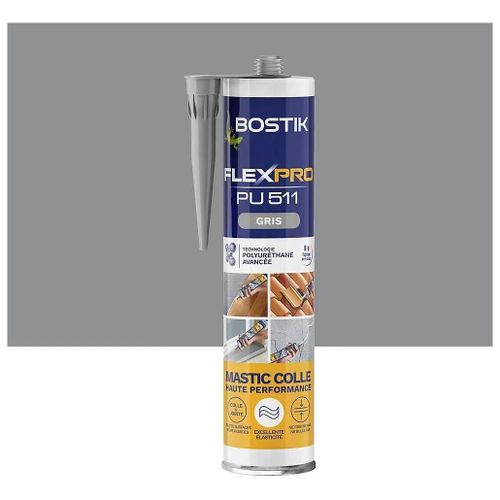 Mastic colle haute performance BOSTIK Flexpro pu 511, 300 ml gris
