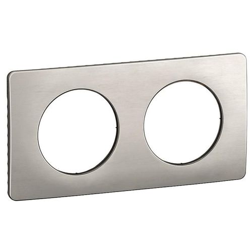 Plaque de finition 2 postes Legrand Céliane CP1722 coloris aluminium satiné l.161 x P.9 x H.82 mm