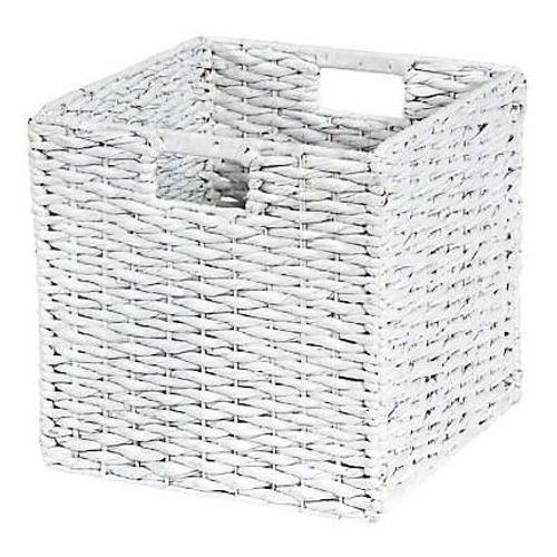 Boîte de rangement carrée en fibre naturelle Mixxit coloris blanc