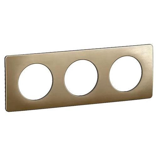 Plaque de finition 3 postes Legrand Céliane CP1623 coloris bronze satiné l.232 x P.9 x H.82 mm