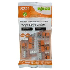 Borne de connexion Wago S221, assortiment 15 pièces