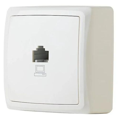 Prise RJ45 monobloc en saillie Jacobsen Sigurd blanc complet