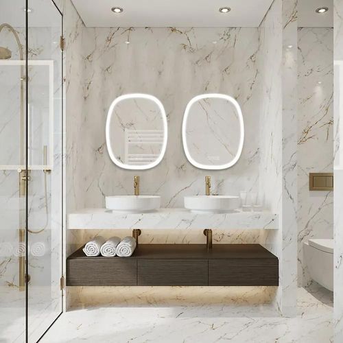 Miroir de salle de bains LED l.65 x H.80 x P.3,6 cm, Carmen 2
