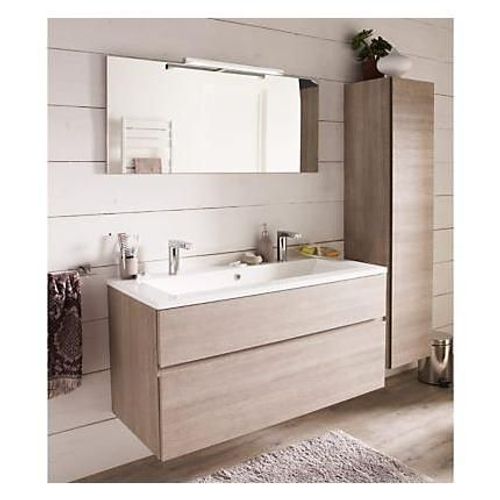 Miroir de salle de bains lumineux LED aspect chêne clair 120 cm, Calao