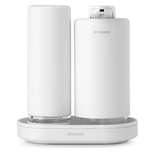 Lot de 2 accessoires de cuisine avec plateau + distributeur de savon + distributeur de liquide vaisselle, blanc, Brabantia SinkStyle