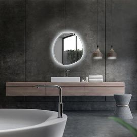 Miroir de salle de bains lumineux LED rond Ø60 cm, argenté, MPGlass Onde