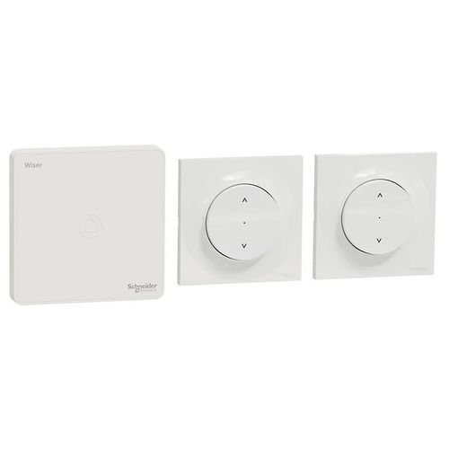 Kit volet roulant avec 2 interrupteurs va-et-vient + passerelle wifi + 2 plaques de finition simples Schneider Electric Odace Wiser blanc