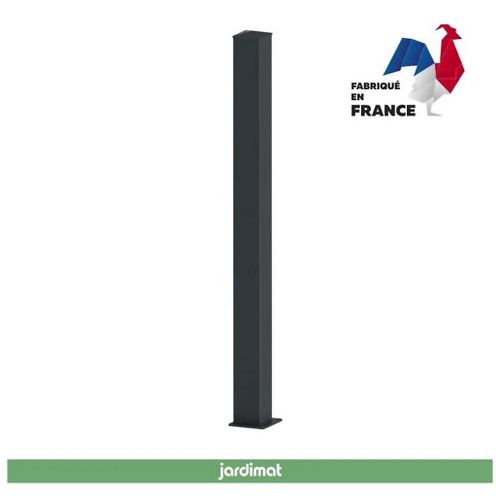 Poteau Jardimat aluminium gris noir - 15 x 15 x 200 cm