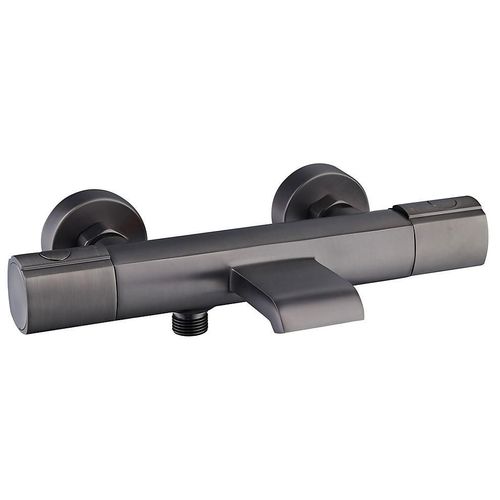 Mitigeur de baignoire thermostatique mural avec bec cascade, gun metal, Essebagno Carra