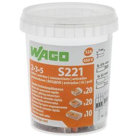 Borne de connexion Wago S221, assortiment 50 pièces