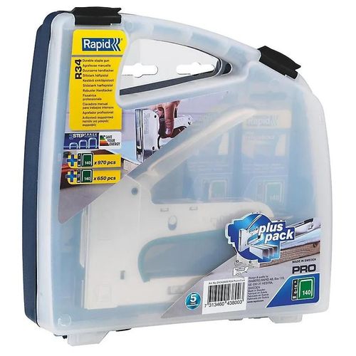 Agrafeuse manuelle métallique Rapid R34, + 4000 agrafes, en coffret