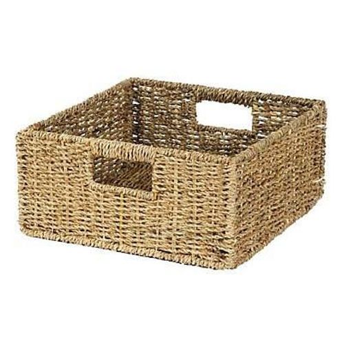 Boîte de rangement rectangulaire en jonc de mer clair Mixxit
