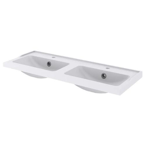 Plan double vasque en céramique blanc GoodHome Lana 120 cm