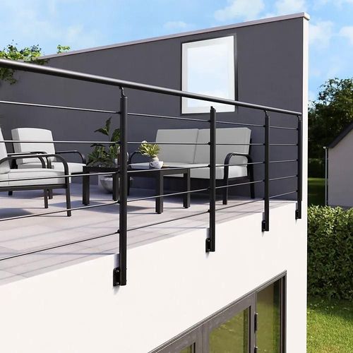Pack balustrade latérale FORTIA horizontale aluminium noir
