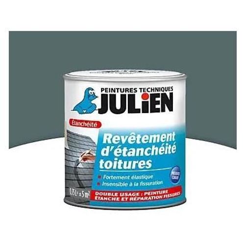 Peinture revêtement d'étanchéité toitures fortement élastique Julien mat gris ardoise 0,75L