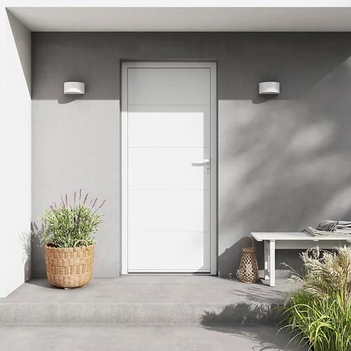 Porte d'entrée FORTIA alu blanc RAL 9003 Madryn 96 x h.218 cm poussant gauche