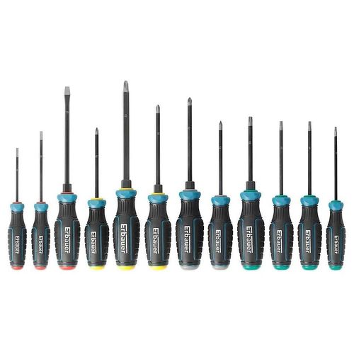 Tournevis Erbauer pointes sablées, 12 pièces