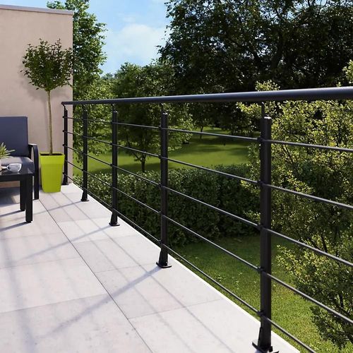 Pack balustrade Barranco FORTIA horizontale à plat aluminium noir