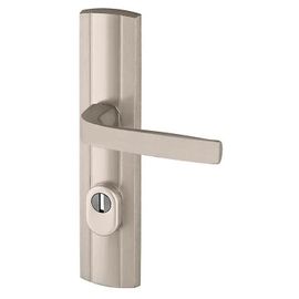 Ensemble poignée de porte blindée sur plaque standard eXPRESSION Bricard entraxe 195mm brossé gris