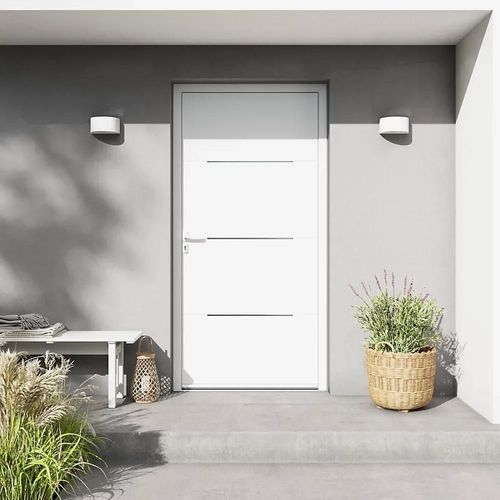 Porte d'entrée FORTIA alu Leme blanc RAL 9003 96 x h.218 cm poussant droit
