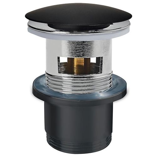 Bonde Quick-clac avec trop plein pour lavabo encastré Black Touch H. 73 à 92 mm x ø66 mm
