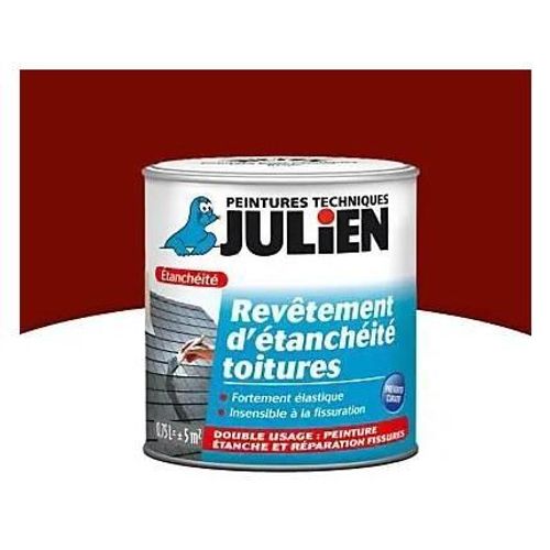 Peinture revêtement d'étanchéité toitures fortement élastique Julien mat rouge brique 0,75L