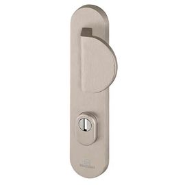 Ensemble poignée de porte aileron blindée sur plaque standard eSSENTIAL Bricard entraxe 195mm brossé gris