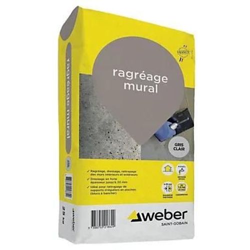 Ragréage mural gris clair Weber 25kg
