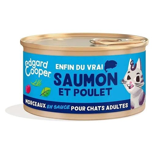 Pâtée En Morceaux Pour Les Chats Adultes Au Saumon Et Au Poulet 85g Edgard Cooper